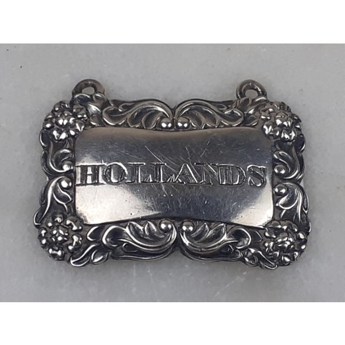 460 - SILVER HOLLANDS DECANTER LABEL 5.1gms