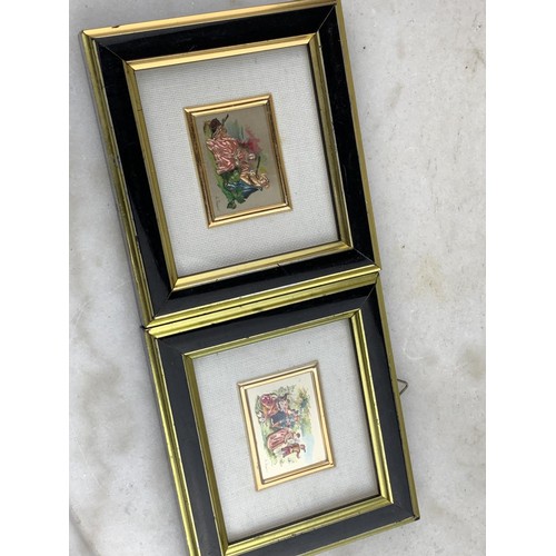 461 - A PAIR OF 99.9% SILVER AND ENAMEL MINIATURE PLATES FRAMED BY TOP ART MILANO