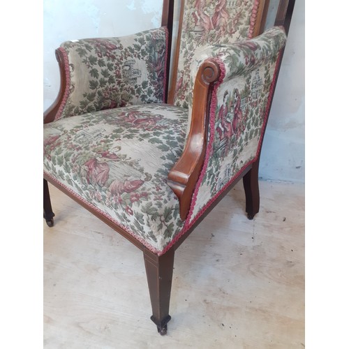 527 - INLAID MOTHER OF PEARL VIC TAPESTRY ARMCHAIR