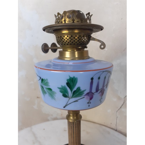 396 - BRASS PILLAR OIL LAMP