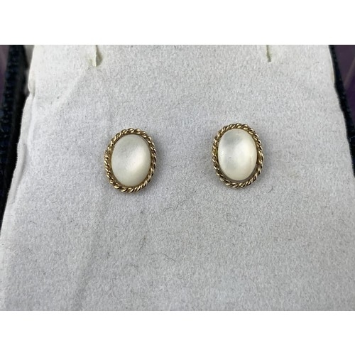 448 - 9ct MOONSTONE EARRINGS