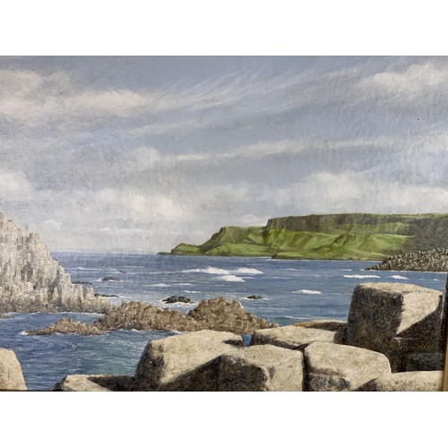 552 - A BILLY THOMPSON OIL ON BOARD BEN BANG HEAD GIANTS CAUSEWAY