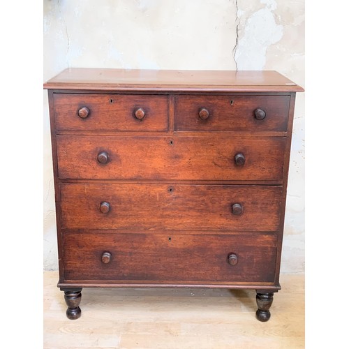 484 - A TALL VICTORIAN 2 OVER 3 MAHOGANY CHEST OF DRAWERS