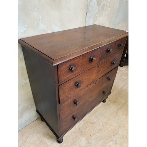 484 - A TALL VICTORIAN 2 OVER 3 MAHOGANY CHEST OF DRAWERS