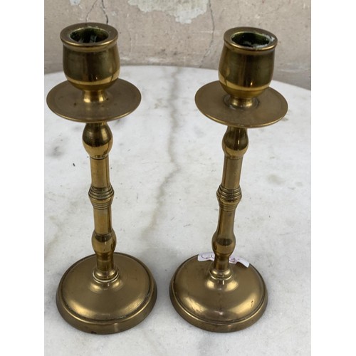 546 - HEAVY BRASS CANDLE STICKS