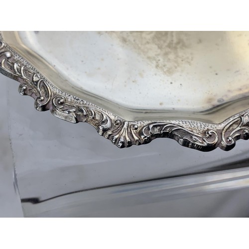 620 - UNUSUAL WHITE METAL PIN TRAY WITH CREST