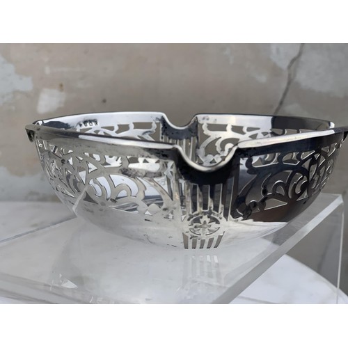 215 - PIERCED SILVER BASKET BIRMINGHAM 108.9gms