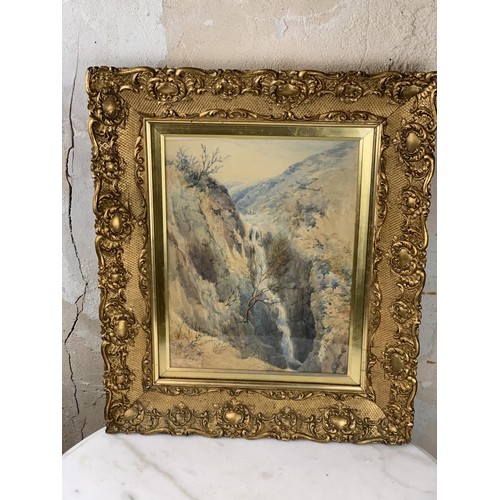 591 - AN ANTIQUE WATERCOLOUR IN A GILT FRAME OF BELFAST CAVE HILL SIGNED 20 X 16