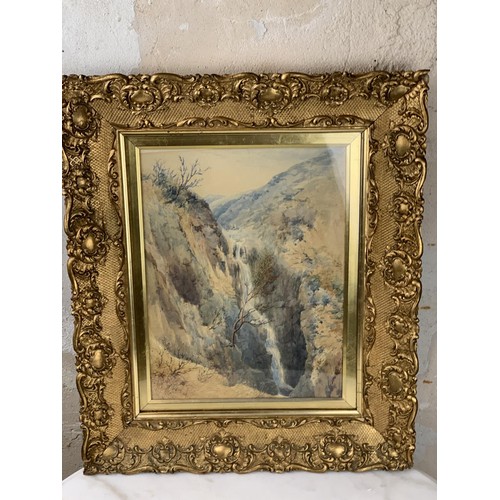 591 - AN ANTIQUE WATERCOLOUR IN A GILT FRAME OF BELFAST CAVE HILL SIGNED 20 X 16