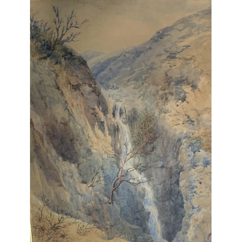 591 - AN ANTIQUE WATERCOLOUR IN A GILT FRAME OF BELFAST CAVE HILL SIGNED 20 X 16