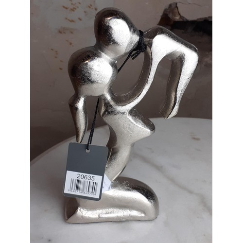 157 - HEAVY CHROMED MOTHER & CHILD FIGURINE