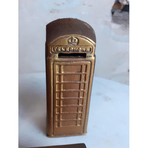 637 - 3 HEAVY BRASS MONEY BOX