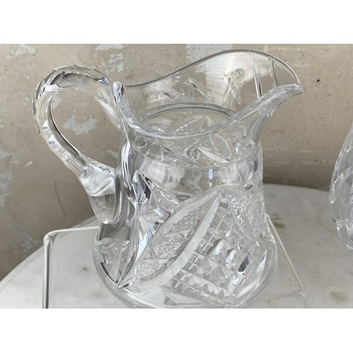 7 - 4 PIECE LOT OF CUT GLASS TO INCLUDE AN EARLY WATER JUG