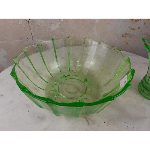 99 - A 2 PIECE LOT OF GREEN GLASS