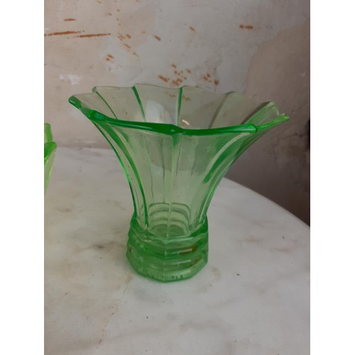 99 - A 2 PIECE LOT OF GREEN GLASS