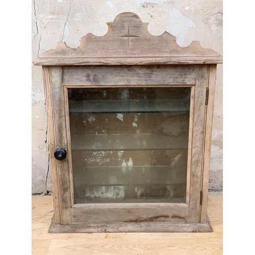 126 - A STRIPPED ANTIQUE PINE CHEMIST CABINET 23 x 29 x 9”