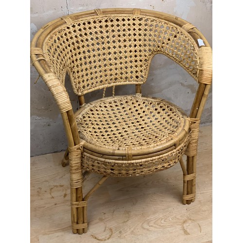 178 - A RETRO BAMBOO AND WICKER ARMCHAIR