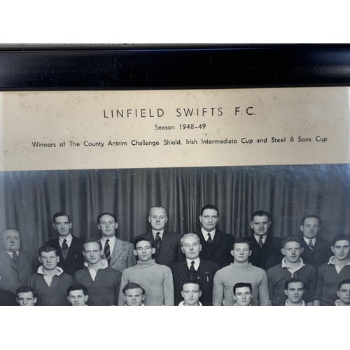 25 - LINFIELD SWIFTS F.C SEASON 1948-49 WITH NAMES TO EBVERYONE PRESENT INCLUDING JOE BAMBRICK