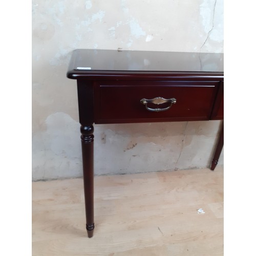 135 - MAH 2 DRAWER HALL TABLE 37 x 18 x 30