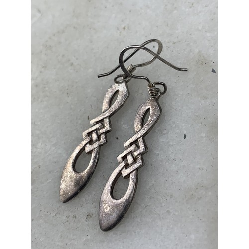 218 - A PAIR OF ORNATE SILVER DROP EARRINGS