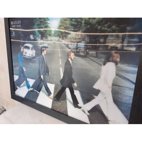 301 - EBONY FRAMED 3D BEATLES PICTURE 29 X 22