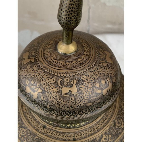 317 - A PAIR OF INDIAN BRASS URNS AND LIDS 13