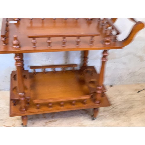 344 - AN ORNATE MAHOGANY DRINKS TROLLEY