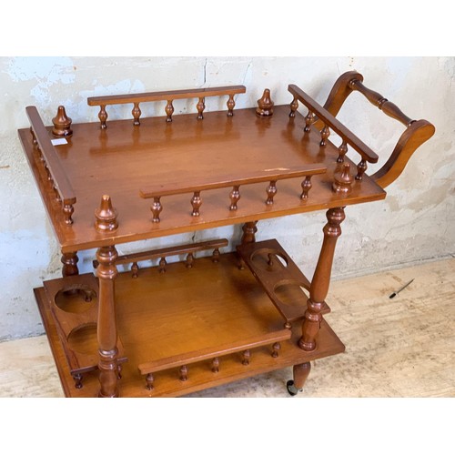 344 - AN ORNATE MAHOGANY DRINKS TROLLEY