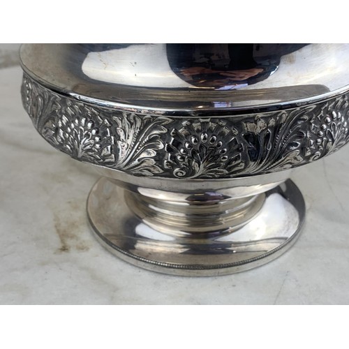 347 - A SILVER PLATED EMBOSSED CHAMPAYNE BUCKET BY WALKER & HALL