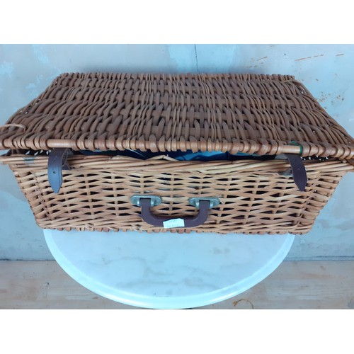 380 - WICKER PICNIC BASKET AND CONTENTS