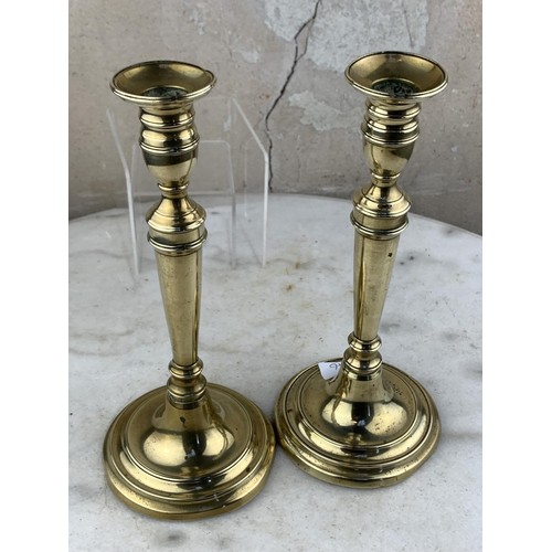 405 - PAIR OF BRASS CANDLESTICKS 10