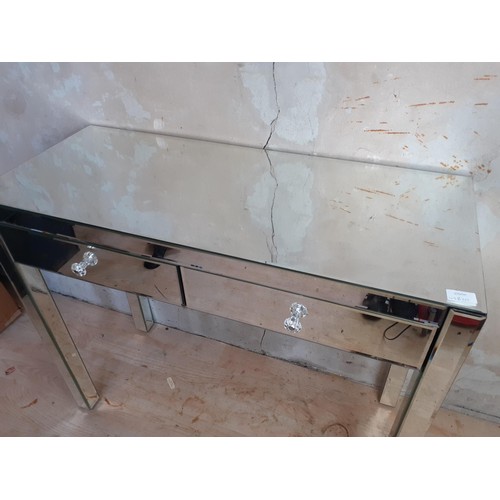 475 - A MIRRORED 2 DRAWER CONSOL TABLE 38 x 32 x16