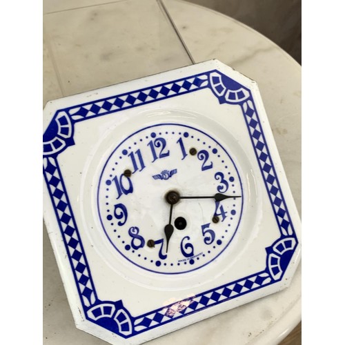 485 - ENAMEL BLUE AND WHITE CLOCK BY KIENZLE GERMANY 8