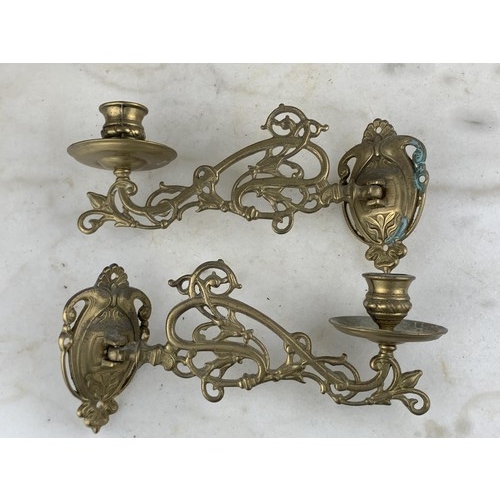 496 - PAIR OF BRASS WALL SCONCE