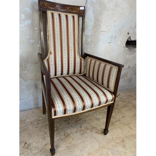 544 - A BEAUTIFULLY INLAID LATE VICTORIAN/ EARLY EDWARDIAN ARMCHAIR