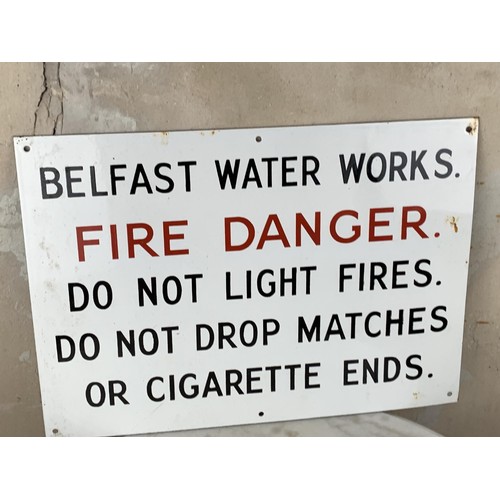 557 - A 1950s  ENAMEL SIGN FOR  BELFAST WATER WORKS 20 x 15