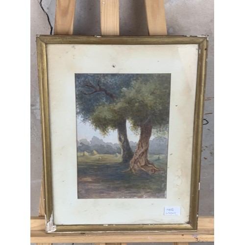 775 - AN ANTIQUE GILT FRAMED WATER COLOUR COUNTRY SCENE 18.75X14.75