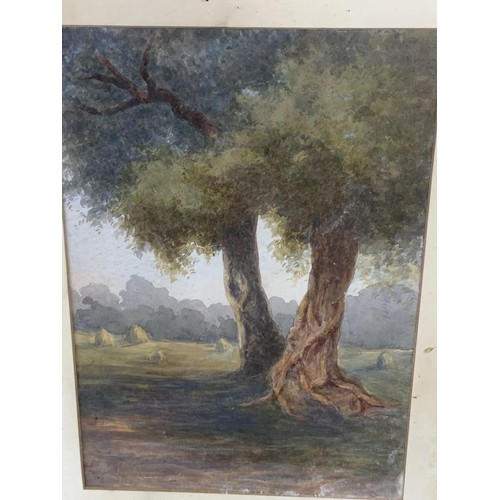 775 - AN ANTIQUE GILT FRAMED WATER COLOUR COUNTRY SCENE 18.75X14.75