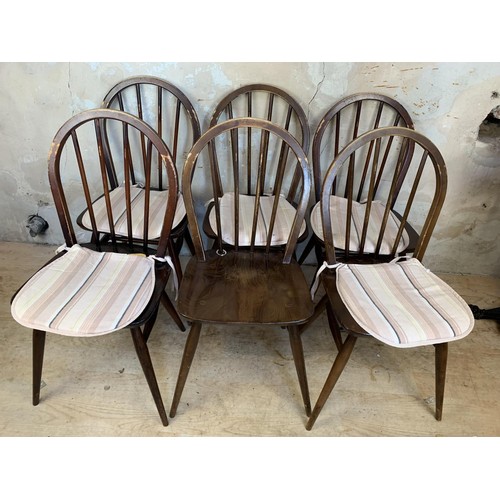 429 - A SET OF 6 STICK BACK ERCOL CHAIRS