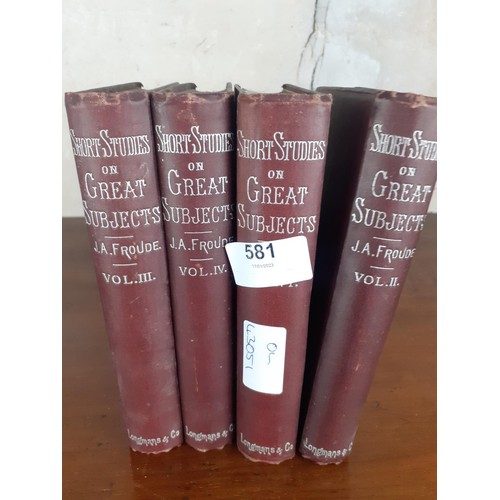 581 - SHORT STORIES ON GREAT SUBJECTS 4 VOLUMES FROM 1895