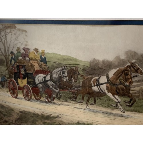 38 - A GILT FRAMED COACHING SCENE PRINT 32X22