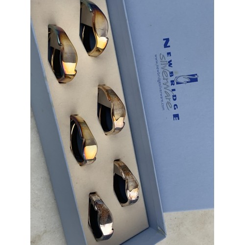 A SET OF CASED NEWBRIDGE NAPKIN RINGS