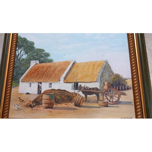 22 - 2 ACRYLICS ON BOARD IRISH COTTAGE SCENES BY ANGELA LIPSETT