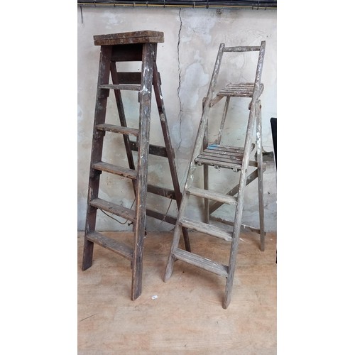 26 - 2 SETS OF VINTAGE WOODEN DECORATERS STEPS