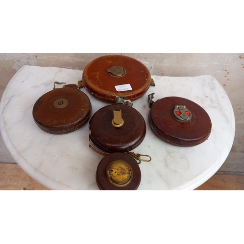 30 - 5 LEATHER ARCHITECT MEASURING TAPES OF VARIOUS SIZES