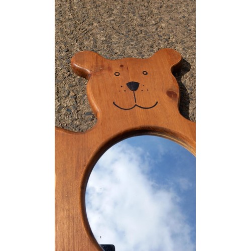 76 - A WOODEN TEDDY BEAR MIRROR