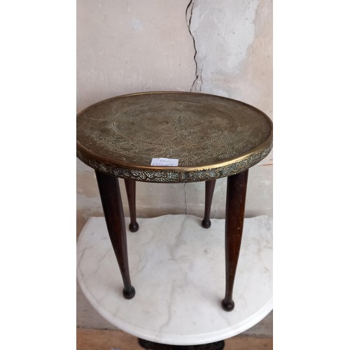 79 - ROUND INDIAN BRASS MID CENTURY TABLE