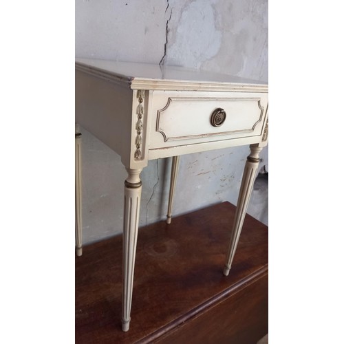 109 - CREAM 1 DRAWER SIDE TABLE