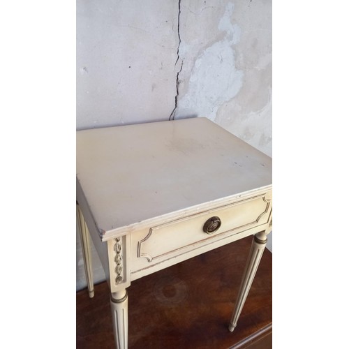 109 - CREAM 1 DRAWER SIDE TABLE