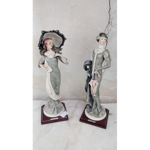 8 - A PAIR OF FLORENCE PORCELAIN FIGURES ON WOODEN BASE SIGNED (15